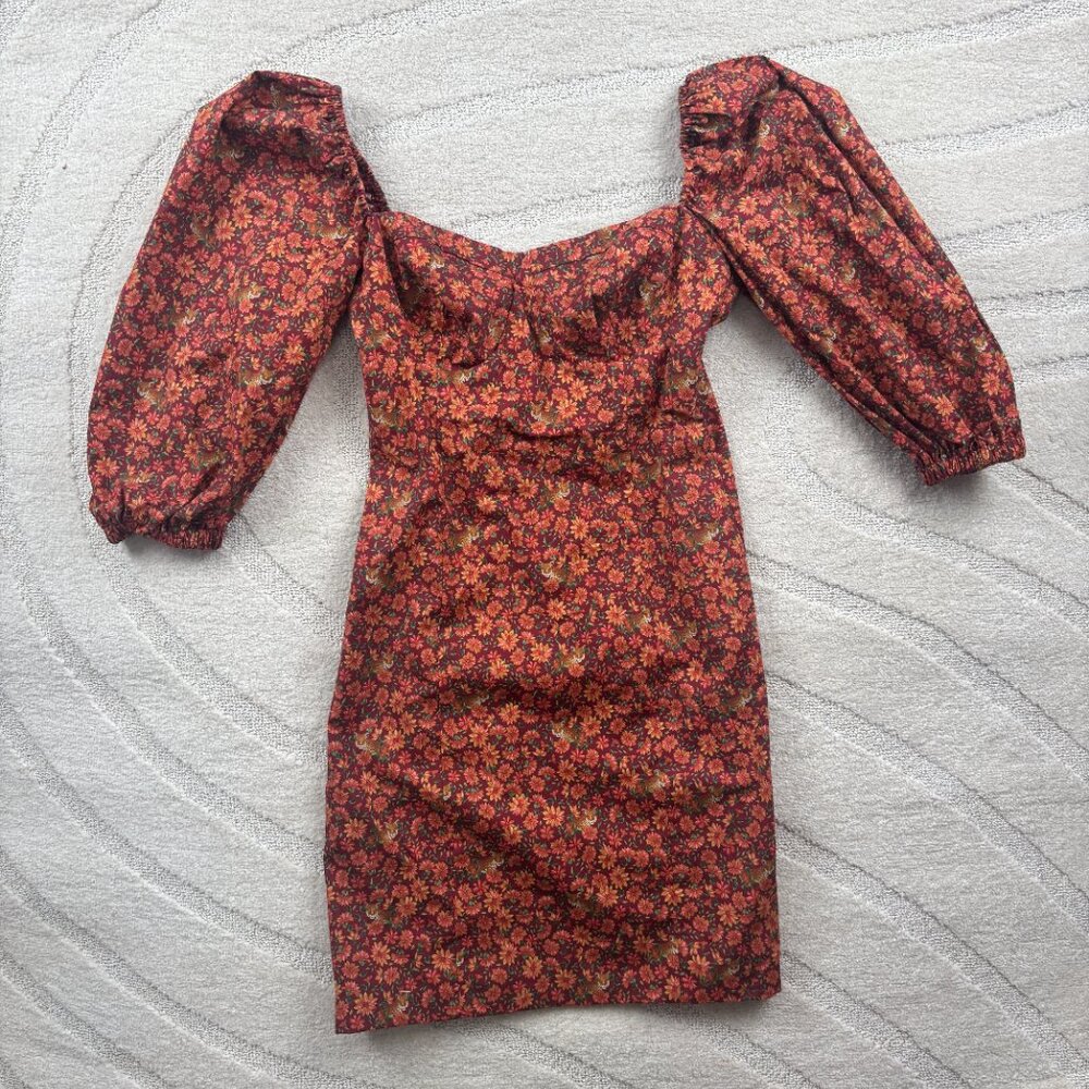 RARE FARM Rio Leopard Garden Mini Dress